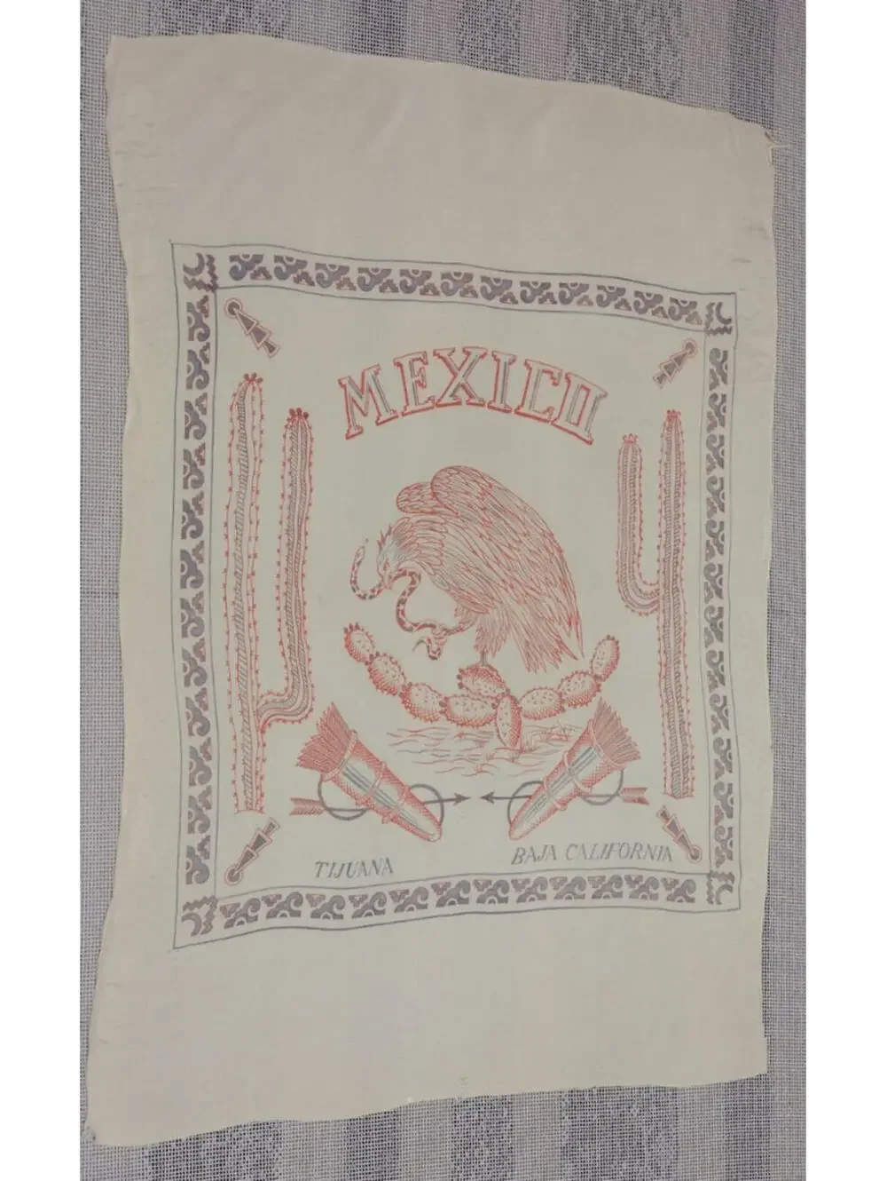 TIJUANA Mexico Edwardian Rayon Scarf 1910s Revolution 1920s Odd Size Victorian